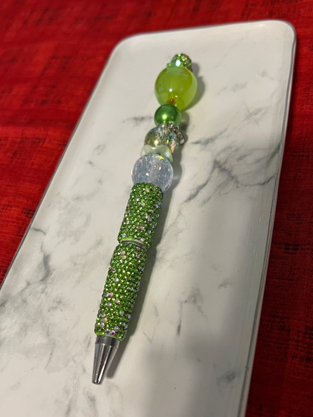 Extended rod Bling base w/ crystal accents, Lge translucent Beads & dangle.